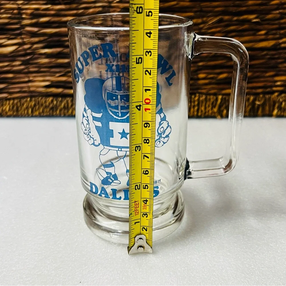 VINTAGE 1978 - 1979 Dallas Cowboys Super Bowl XIII NFC Champions Glass Beer Mug